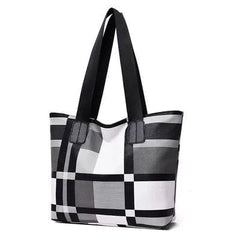 Showlu Fashion Store Black and white plaid Bag Women's Large Capacity Korean Style Contrast Color Fashion Women's Bag