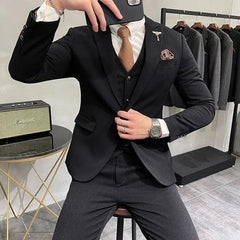 Showlu Fashion Store Black / Asia 2XL 65-72KG / CHINA 2022 Brand New Royal Blue Casual Mens Suit Costume Wedding Suits For Men Slim Fit Groom Suits Wedding Tuxedos Blazer+Pants +Vest