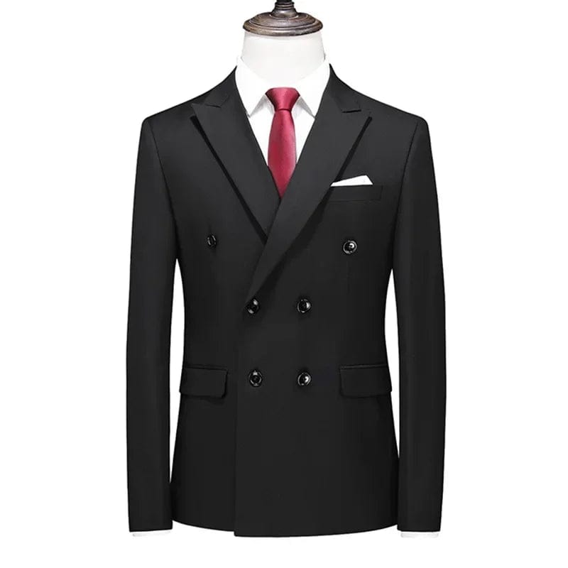  Showlu Fashion Store Black / Asia L(168cm-58kg) / CHINA Plus Size M-6XL Men Slim Fit Double Breasted Blazer Formal Blazer Men Casual Suit Jacket Costume Homme Party Prom Social Blazers