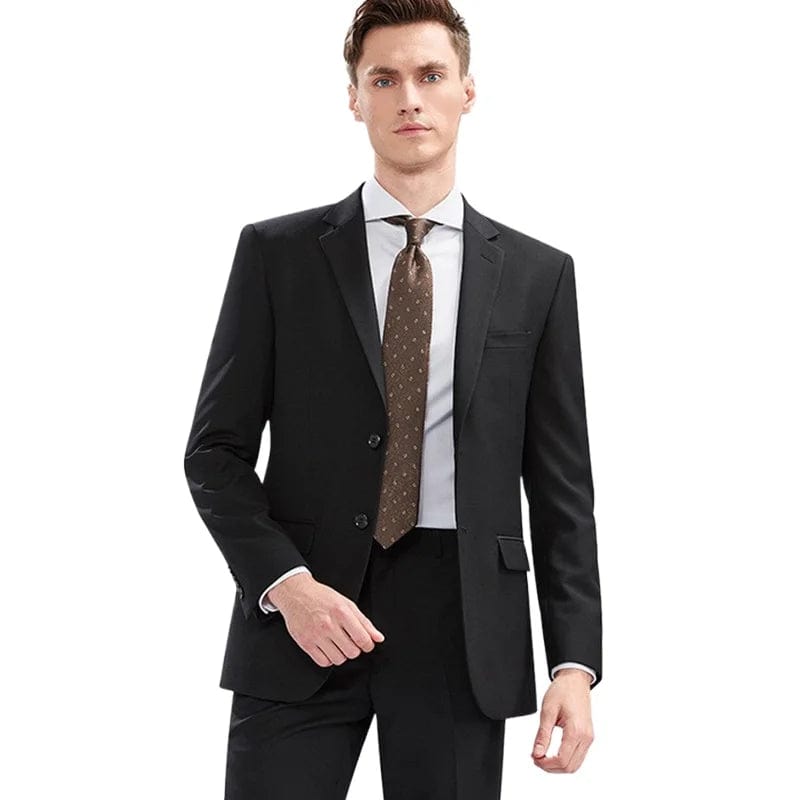  Showlu Fashion Store black / Asian 6XL (EUR 3XL) Suit Men (Blazer+Pants) Fashion Business Casual Slim-fit Formal Dress Banquet Work English Style Evening Dress Solid Color Suit