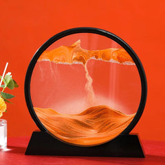 SHOWLU FASHION STORE Black Base-Orange / 7 inch 3D Moving Sand Art Picture Round Glass Deep Sea Sandscape Hourglass Quicksand Craft Flowing Sand Painting Office Home Decor Gift