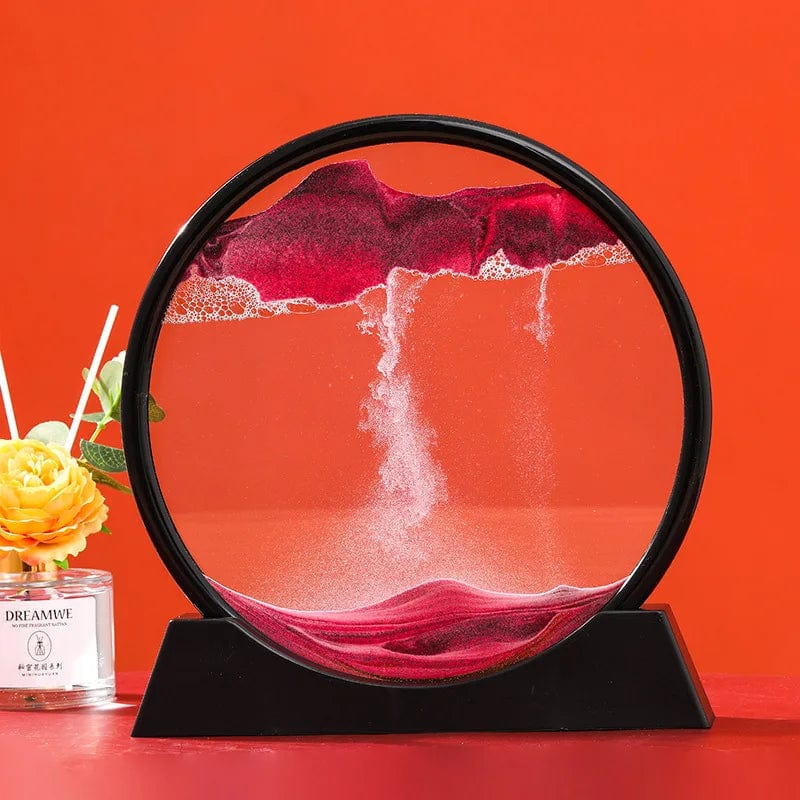 SHOWLU FASHION STORE Black Base-Pink / 7 inch 3D Moving Sand Art Picture Round Glass Deep Sea Sandscape Hourglass Quicksand Craft Flowing Sand Painting Office Home Decor Gift