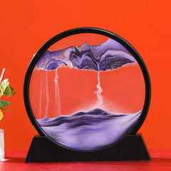 SHOWLU FASHION STORE Black Base-Purple / 5 inch 3D Moving Sand Art Picture Round Glass Deep Sea Sandscape Hourglass Quicksand Craft Flowing Sand Painting Office Home Decor Gift