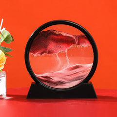 SHOWLU FASHION STORE Black Base-Red / 7 inch 3D Moving Sand Art Picture Round Glass Deep Sea Sandscape Hourglass Quicksand Craft Flowing Sand Painting Office Home Decor Gift