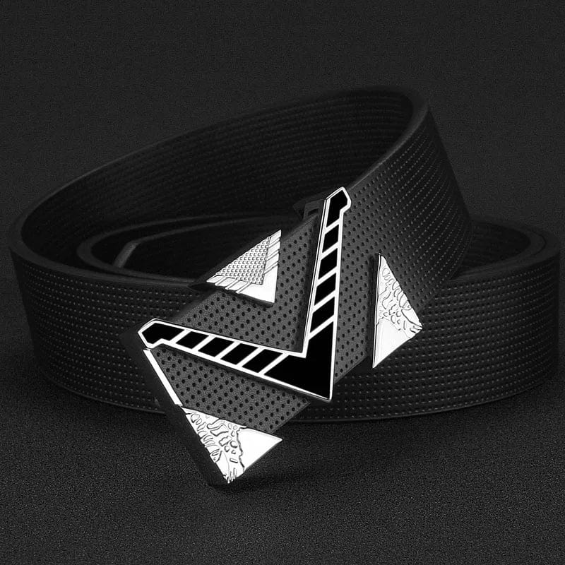  Showlu Fashion Store Black Black buckle / 105CM High Quality V letter buckle golden buckle belt men fashion Personality buckle luxury strap genuine leather white ceinture homme