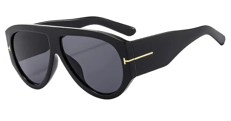 Showlu Fashion Store women's oversized pilot sunglasses with black gradient lenses, thick frame, and retro style for a luxurious look.