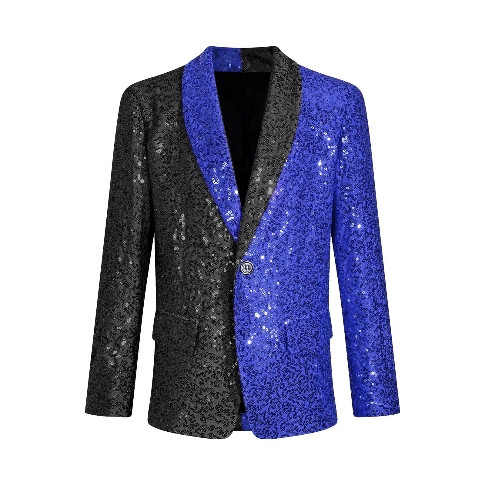  Showlu Fashion Store Black Blue B / 14 Kids Boys Stylish Sequins Suit Lapel One Button Jacket Coat Wedding Banquet Party Modern Jazz Dancing Performance Blazer Tuxedo