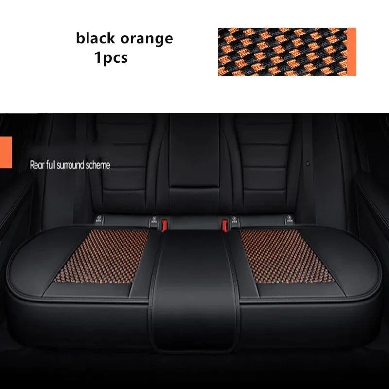 Showlu Fashion Store BLACK BROWN 3D Ice Silk+PU Leather Car Seat Cover Universal Seat Protector Non-slip Cushion Luxury Car Seat Upholstery Mat Accessories