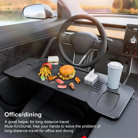 Showlu Fashion Store black Car Laptop Desk Stand Foldable Anti-slip Food Tray Desk Diverse Functions For Food Breakfast For Tesla Model Y / 3 Accessories