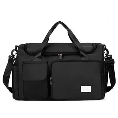 SHOWLU FASHION STORE Black Carry On Travel Bag Large Capacity Gym Bag Weekender Overnight Duffle Bags With Shoe Compartment Sports Fitness Bags for Women