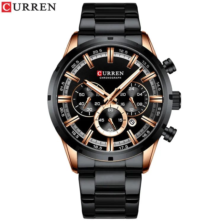 SHOWLU FASHION STORE black / CHINA Curren Men's Watch Blue Dial Stainless Steel Band Date Mens Business Male Watches Waterproof Luxuries Men Wrist Watches for Men