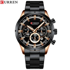 SHOWLU FASHION STORE black / CHINA Curren Men's Watch Blue Dial Stainless Steel Band Date Mens Business Male Watches Waterproof Luxuries Men Wrist Watches for Men