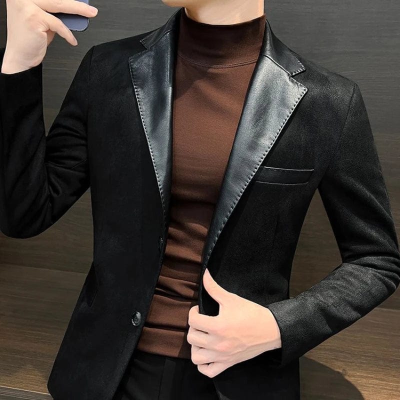 SHOWLU FASHION STORE Black Coat / XXL Single Breasted Splicing New In Jacket for Men Vintage Coats Luxury Designer High Quality Spring Clothes Man Suits and Blazers