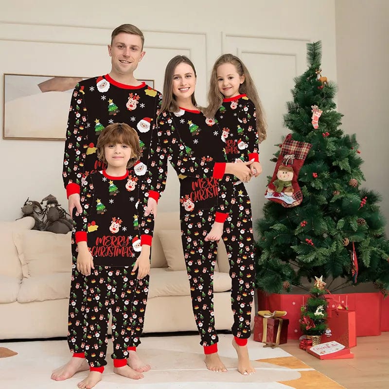 Showlu Fashion Store black / Dad S / CHINA Christmas Pajamas Family Matching Clothes Set 2023 Father Mother And Daughter Son Kids Xmas Outfit Baby Girl Rompers Pyjamas