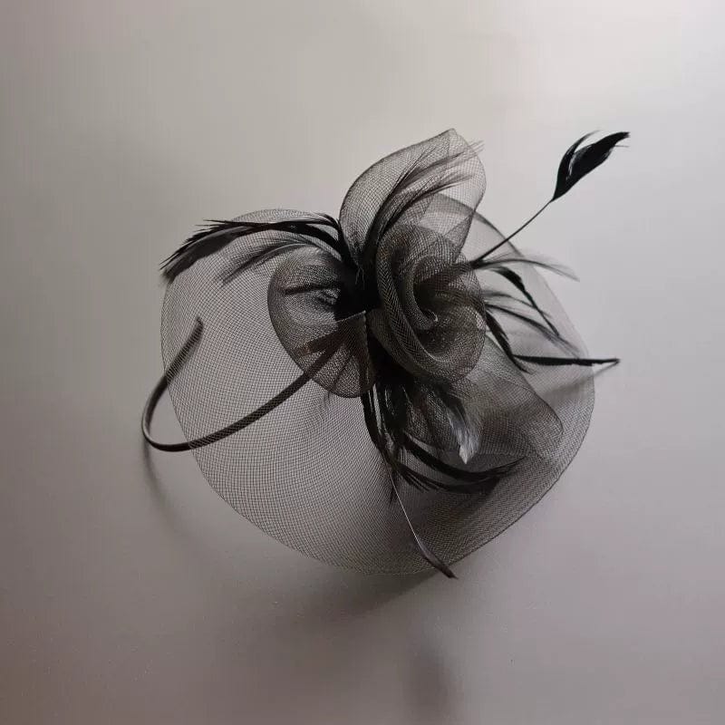  Showlu Fashion Store Black Elegant Vintage Mesh Dinner Party Billycock Headdress