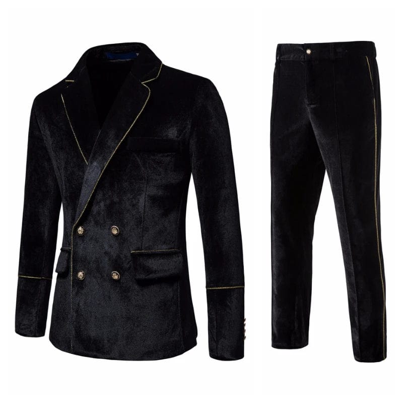 SHOWLU FASHION STORE black / EU Size S Men's High-end Velvet Suits  Dress Jacket Party Costumes Jacket and Pants