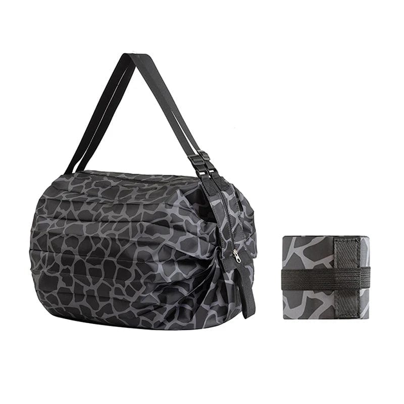 SHOWLU FASHION STORE Black Foldable Storage Bag With Handle Portable Travel Camouflage Handbags Large Capacity Shopping Bag