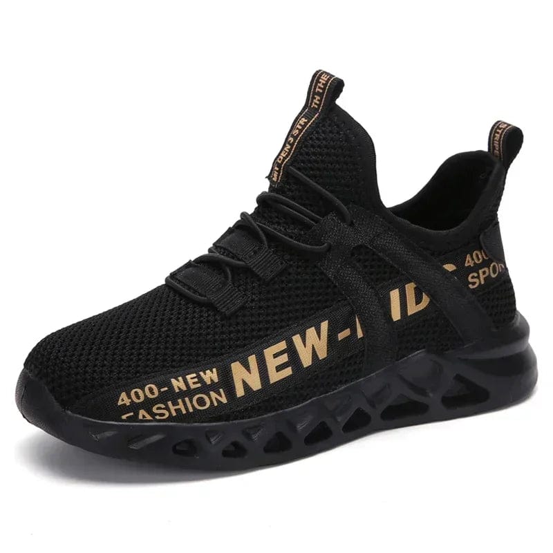 SHOWLU FASHION STORE Black gold / 33 Running Sneakers Breathable Lightweight Soft Non-slip Leisure Comfortable Walking Boys Girls Casual Shoes Single Net Children's