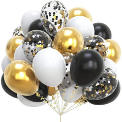 Showlu Fashion Store Black Gold / Set 20pcs 12inch Navy Blue Gold Confetti Metallic Balloons Happy Birthday Party Decorations Adult Kids Baby Shower Wedding Supplies