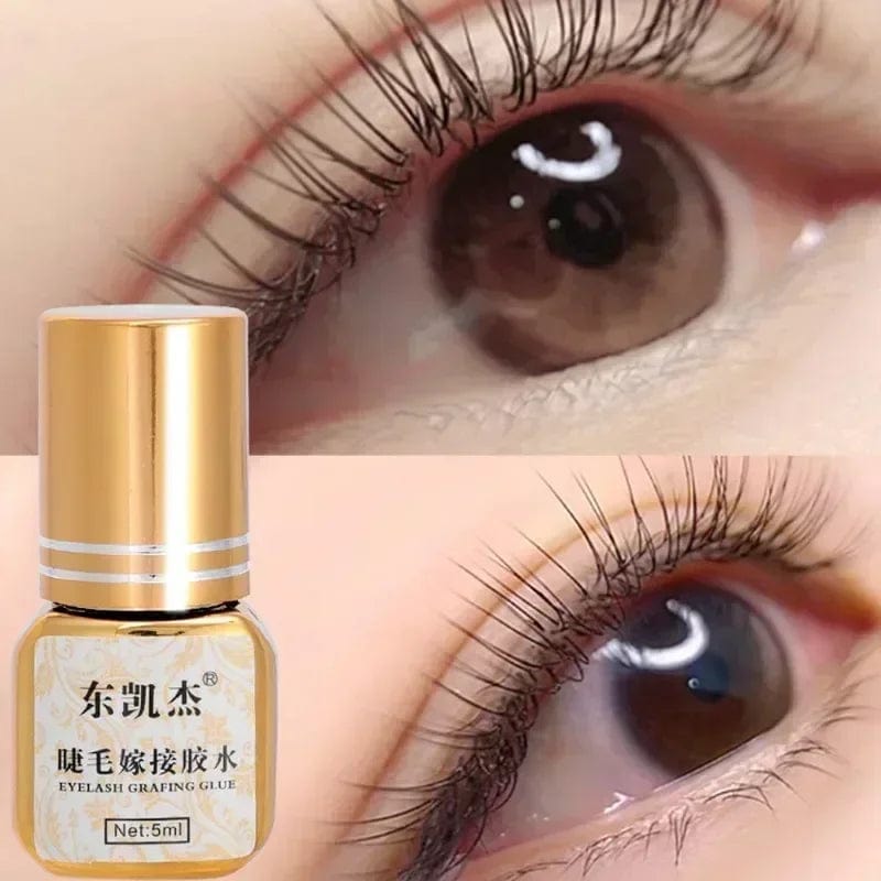 Showlu Fashion Store Black Grafted Eyelash Glue 5ml Waterproof Quick Drying Lasting Semi-Permanent No Irritant Eyelashes Extension Glue Makeup Tools