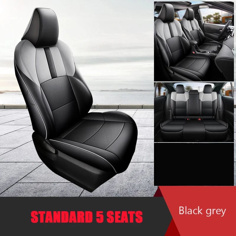  Showlu Fashion Store Black gray 2019 Luxury Full Set Car Seat Cover For Select Toyota Corolla Gasoline/Hybrid 2020-2024 Faux Leather Custom  Seat Cushion Auto Parts