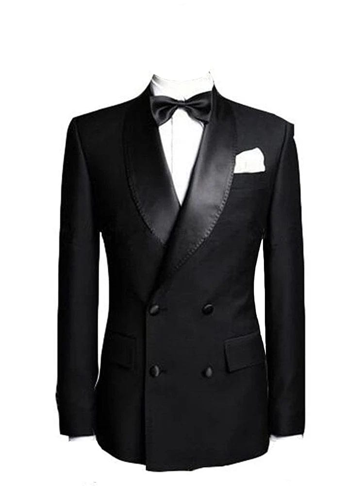 SHOWLU FASHION STORE Black/Gray Men's 2 Pieces Formal Jacket & Pants Slim Fit Double Breasted Suits Business Wedding Tuxedos for Men Casual Clothing