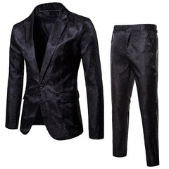 SHOWLU FASHION STORE black jacket pants / XXXL 2024 New Men's fashion business suit two-piece suit(jacket+pants)best man wedding dance men's suit shiny dark pattern men's suit