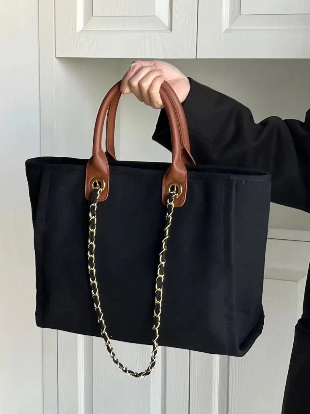 SHOWLU FASHION STORE black JIAERDI Retro Large Capacity Black Tote Bag Women Autumn Vintage Canvas Casual Handbag Female Harajuku Aesthetic Shoulder Bag