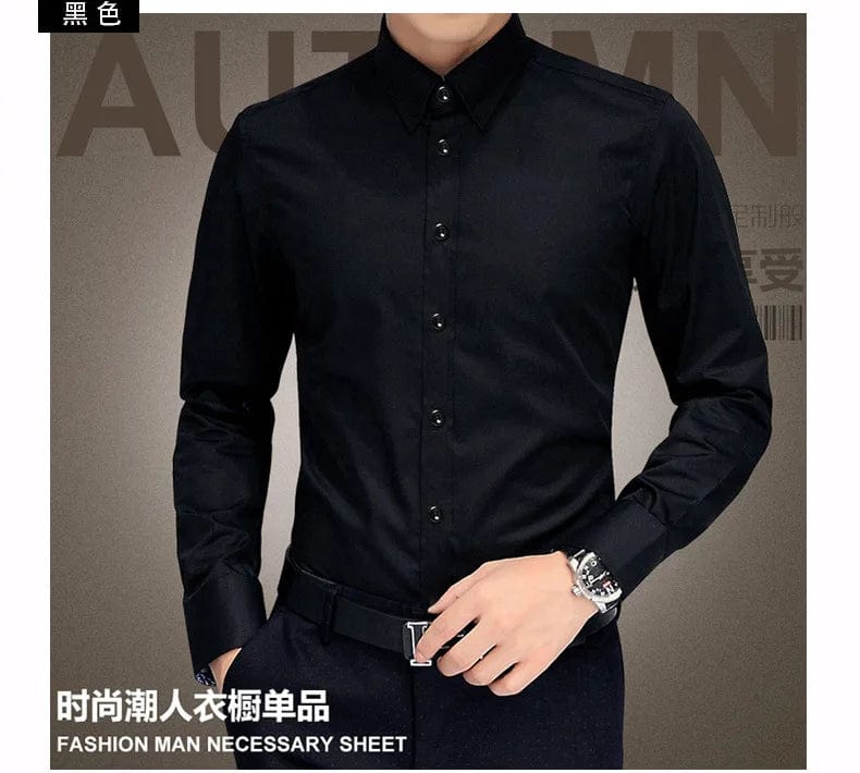  Showlu Fashion Store black / L 56-65 KG / CHINA Plus Size 5XL 2024 New Men's Luxury Shirts Wedding Dress Long Sleeve Shirt Silk Tuxedo Shirt Men Mercerized Cotton Shirt