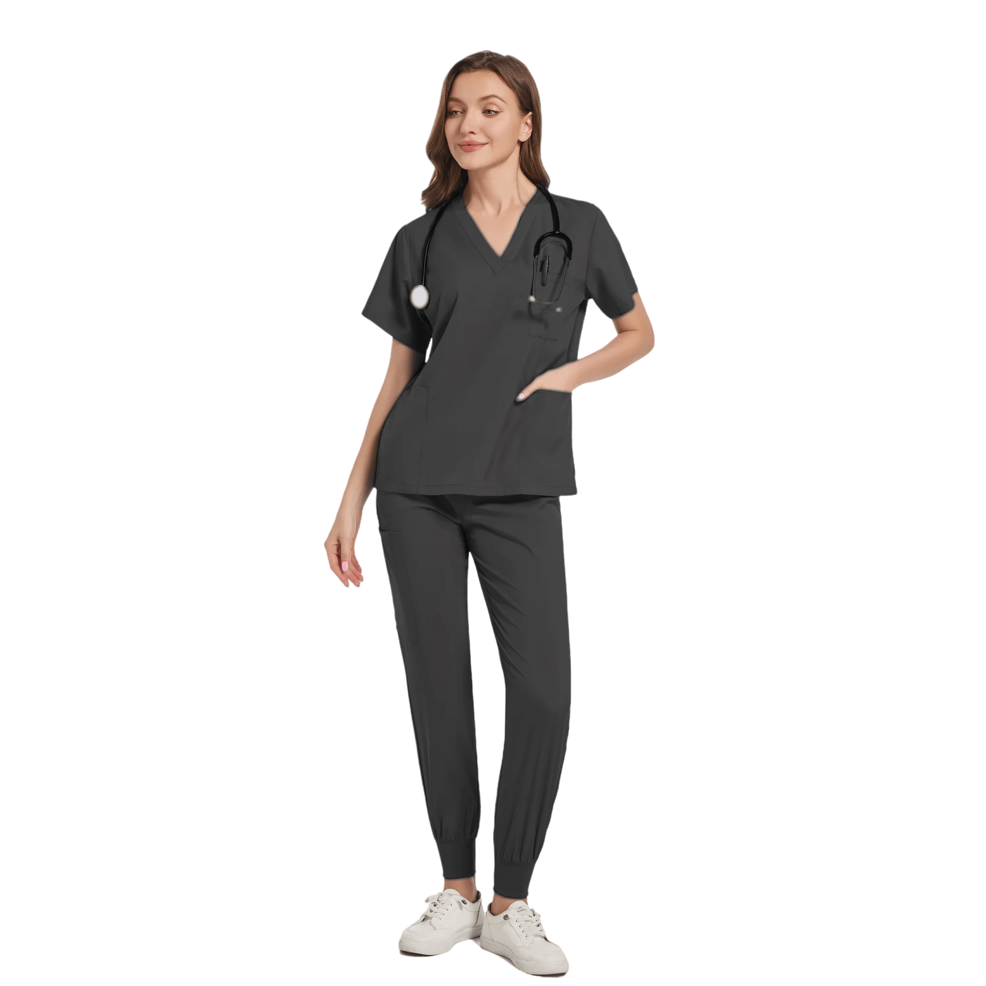 SHOWLU FASHION STORE Black / L Women Scrub Set Surgical Nursing Scrub Sets Hospital Uniform Medical Factory Wholesale Uniforms Womens Custom Scrubs