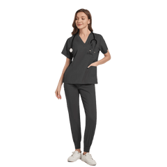 SHOWLU FASHION STORE Black / L Women Scrub Set Surgical Nursing Scrub Sets Hospital Uniform Medical Factory Wholesale Uniforms Womens Custom Scrubs