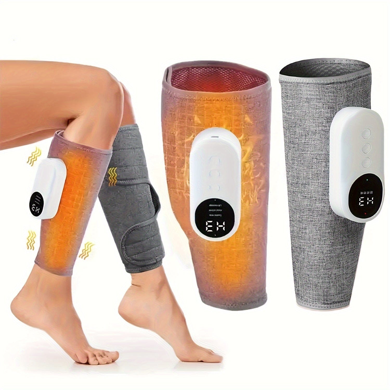 SHOWLU FASHION STORE Black Leg Massager For Circulation And Pain Relief, Calf Air Compression Massager With Heat, Leg Massager With 3 Intensities, 3 Modes, Easy To Use, Muscle Relaxation, Support For Legs And Feet Discomfort, Helps With Muscle Stiffnes