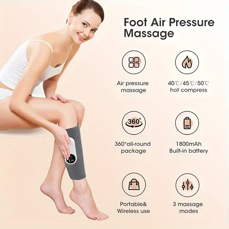 SHOWLU FASHION STORE Black Leg Massager For Circulation And Pain Relief, Calf Air Compression Massager With Heat, Leg Massager With 3 Intensities, 3 Modes, Easy To Use, Muscle Relaxation, Support For Legs And Feet Discomfort, Helps With Muscle Stiffnes