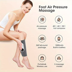 SHOWLU FASHION STORE Black Leg Massager For Circulation And Pain Relief, Calf Air Compression Massager With Heat, Leg Massager With 3 Intensities, 3 Modes, Easy To Use, Muscle Relaxation, Support For Legs And Feet Discomfort, Helps With Muscle Stiffnes