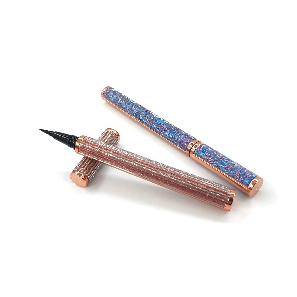 Showlu Waterproof Adhesive Eyeliner Pen with glitter glue for 3D mink lashes, featuring black ink and precision tip for eye makeup.