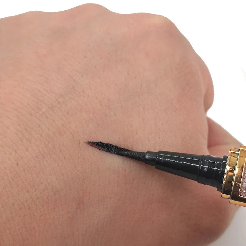 Showlu Waterproof Glitter Adhesive Eyeliner Pen for 3D Mink Lashes, black with glitter, ideal for secure lash application.