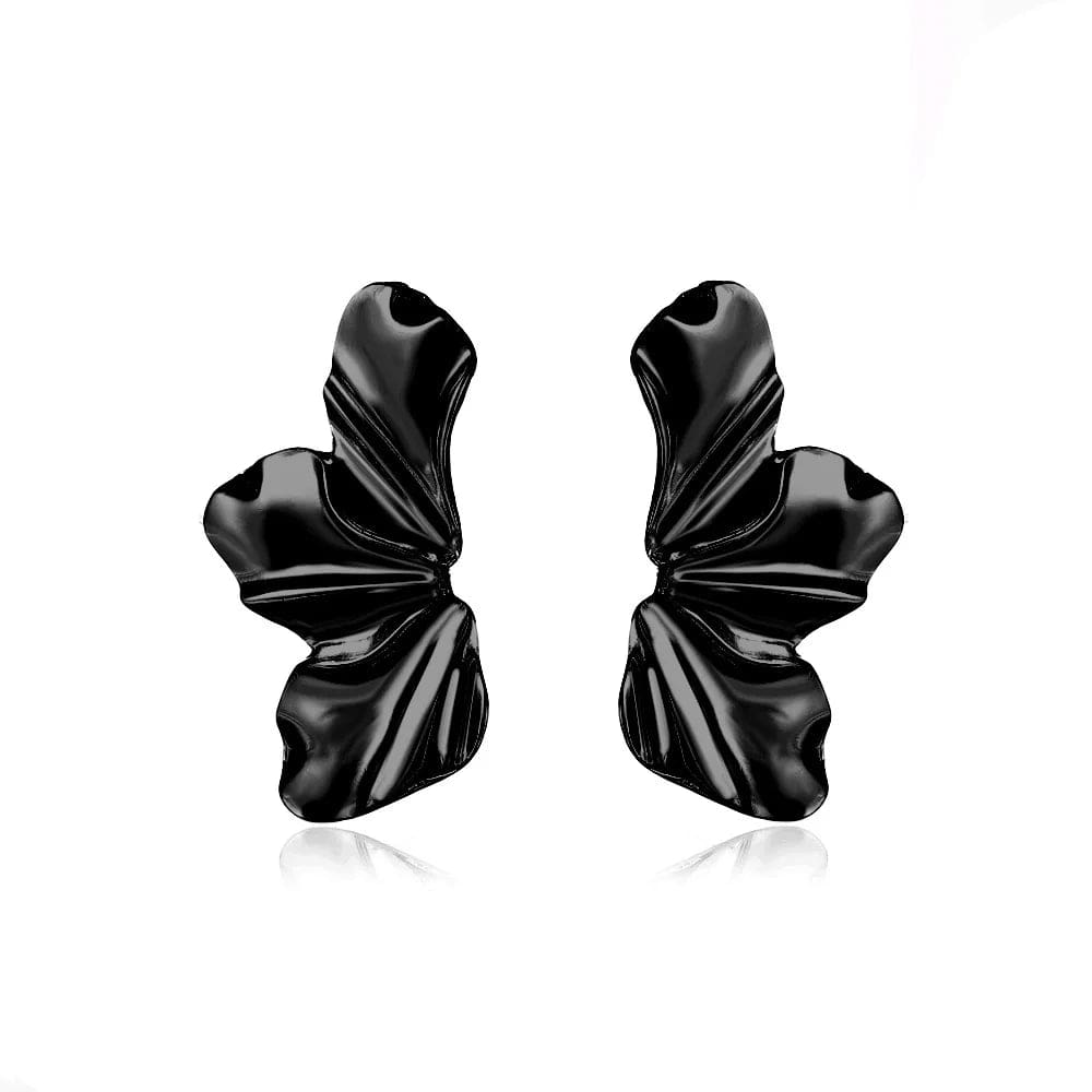  Showlu Fashion Store Black New Trendy Design French Petal Stud Dangle Earrings for Women Korean Fashion Earring Birthday Party Jewelry Accessories Gifts