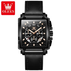 SHOWLU FASHION STORE Black OLEVS Fashion Men Watches Top Brand Luxury Leather Sport Watch Men Quartz Date Clock Waterproof Wristwatch Calendar Clock Men