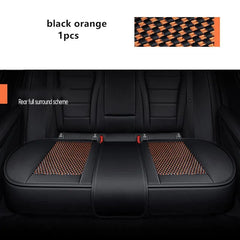 Showlu Fashion Store Black Orange rear 3D Ice Silk+PU Leather Car Seat Cover Universal Seat Protector Non-slip Cushion Luxury Car Seat Upholstery Mat Accessories