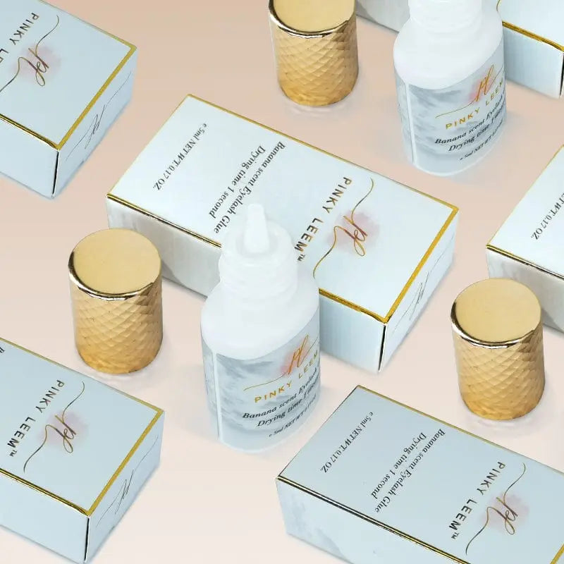 Pink Leem Banana Scent Eyelash Extension Glue by Showlu Fashion Store, latex-free Korean adhesive for eyelash extensions.