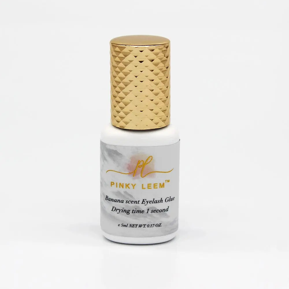 Pink Leem Banana Scent eyelash extension glue by Showlu Fashion Store, latex-free Korean adhesive for professional eyelash extensions.