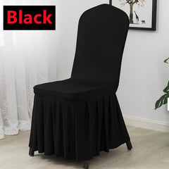  Showlu Fashion Store Black Pleated Skirt Stretch Spandex Dining Chair Cover Removable Weddings Banquet Chair Protectors Party Hotel Washable Seat Covers