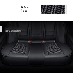 Showlu Fashion Store Black rear 3D Ice Silk+PU Leather Car Seat Cover Universal Seat Protector Non-slip Cushion Luxury Car Seat Upholstery Mat Accessories