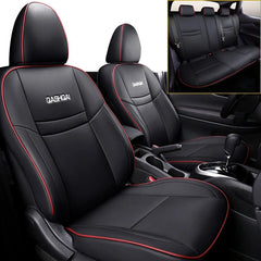  Showlu Fashion Store Black red 2016 / CHINA Custom Car Seat Covers for Nissan Qashqai 2016- 2022 Luxury Protection Synthetic Leather Seat Cushion 5-Seater Complete Full Set