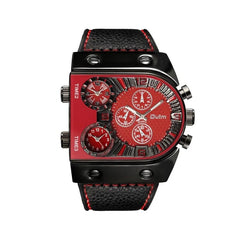  Showlu Fashion Store Black Red New Sport Gold Steel Watches Men Super Big Large Dial Male Quartz Clock Decorative Compass Luxury Men's Wrist Watch