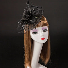  Showlu Fashion Store Black Retro Photo Studio Photography Barrettes Billycock Feather Headwear