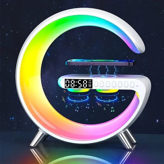 SHOWLU FASHION STORE black RGB Night Light Lamp Multifunction Alarm Clock TF Blueotooth Speaker 15W Wireless Charger Station Pad For iPhone 15 14 13 12 8