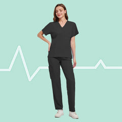 SHOWLU FASHION STORE Black / S High Quality Uniforme Medical Nurse Uniform Scrub Set Women and Men's Modern V-Neck Top and Pant Hospital Workwear Doctor Suits