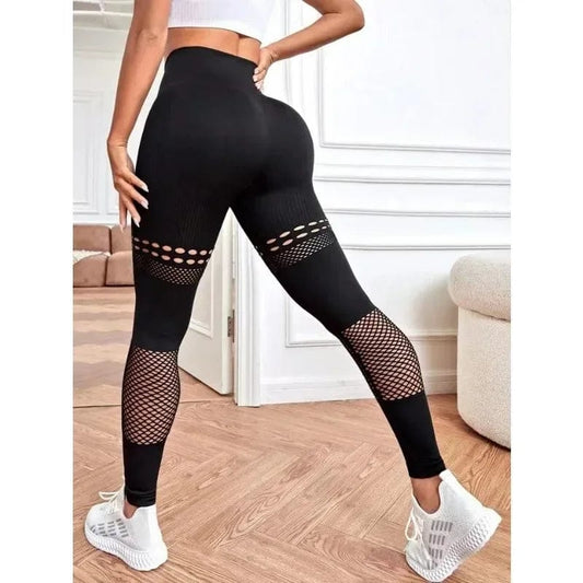  Showlu Fashion Store black / S Seamless Butt Lift Leggings Sexy Hollow Out Leggings Women High Waist High Elastic Skinny Pants Outdoor Trainning Yoga Tights