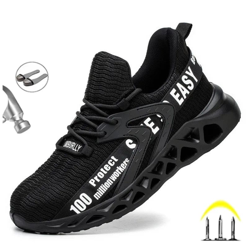 SHOWLU FASHION STORE Black Safety Shoes Men Work Shoes Sneakers Anti Puncture Anti Smashing Men Boots Steel Toe Shoes Protective Indestructible Shoes